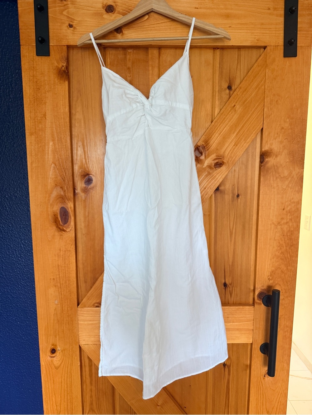 Aerie White Midi Dress Twist Front Cutout Boho Cottagecore XS